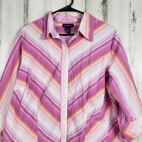 Lane Bryant colorful striped button down 18/20 - Picture 6 of 8